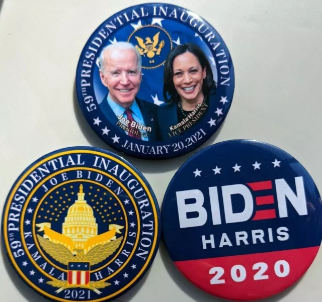 Joe Biden Kamala Harris Presidential Inauguration Set of Buttons Jan 20th, 2021