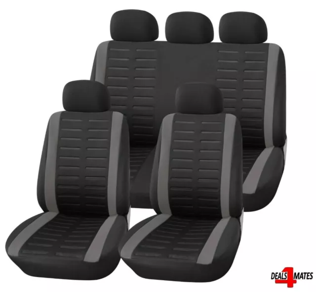 Grey - Black Soft Fabric 9 Pcs Full Set Car Seat Covers For Vw Golf Polo Passat