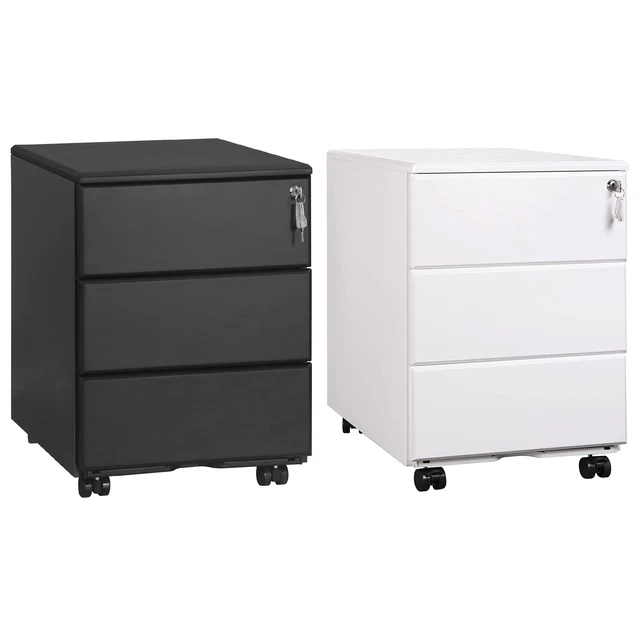 Cassettiera Da Ufficio Con Rotelle WOLTU - 3 Cassetti Con Serratura, Mobiletto Bianco Pre-Assemblato - Foto 6