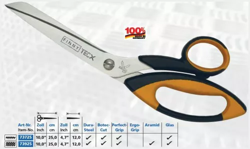 Kretzer TecX1 733225 10.0"/ 25cm - Heavy Duty, Fiberglass / Light Aramid Shears