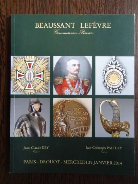 Catalogue de Vente Souvenir Historique Arme Ordre de Chevalerie Jeux Olympiques