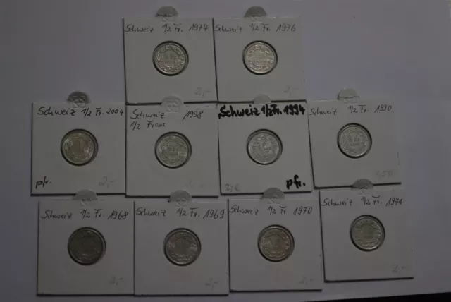 🧭 🇨🇭 Switzerland 1/2 Franc Old Coins All Copper-Nickel B56 #10