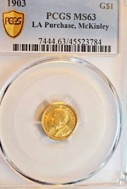 1903 LOUISIANA PURCHASE McKINLEY  GOLD DOLLAR PCGS MS63 CHOICE LUSTROUS COIN
