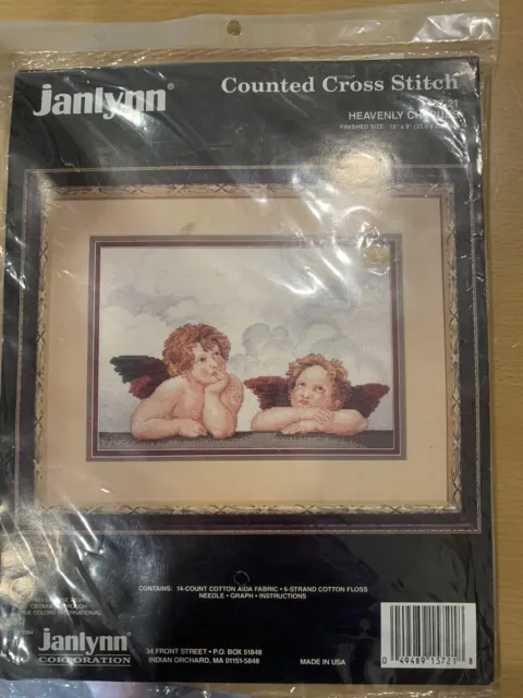 Janlynn Counted Cross Stitch Kit "Heavenly Cherubs" - Brand New & Unopened!