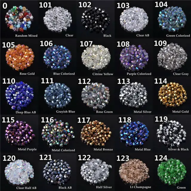 Wholesale 1000pcs 4mm Small Bicone Faceted Crystal Glass Loose Spacer Beads lot 3