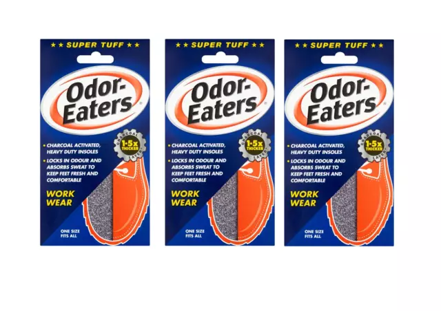 Odor-Eaters Super Tuff Insoles | Charcoal Layer | Odour Control & 3 Pair Pack