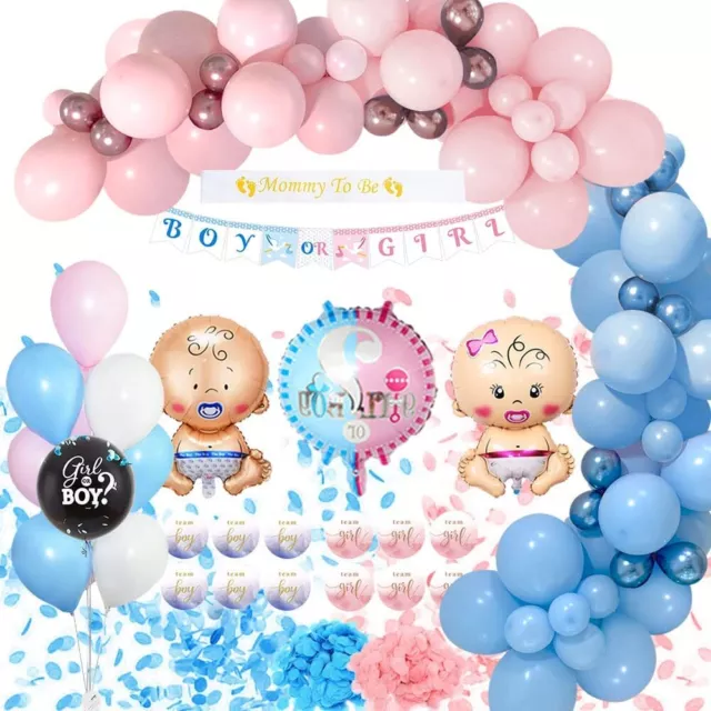 Boy or Girl Gender Reveal Party Deko Ballonbogen, Babyparty Blau Rosa Luftballon