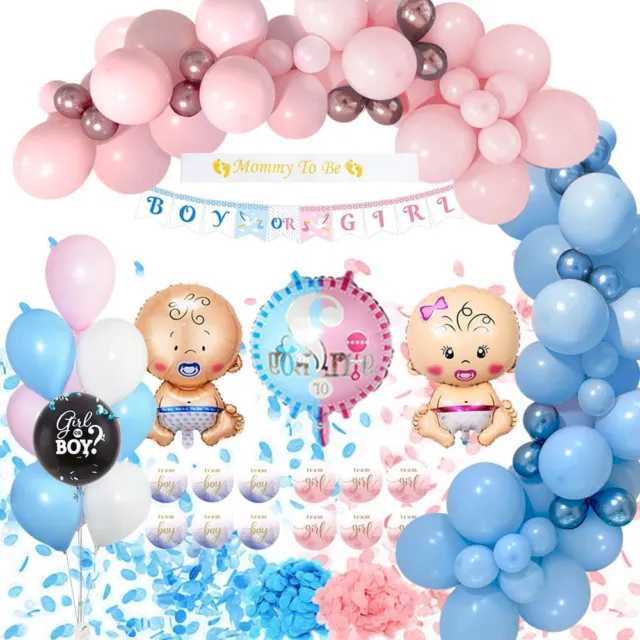 Gender Reveal Party Boy Or Girl Flag Dekor Ballon Bogen Kit Luftballons Girlande