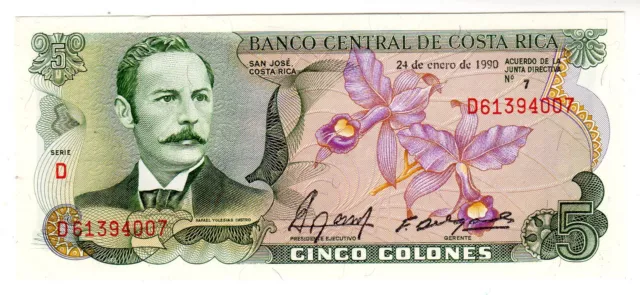 Costa Rica Billet 5 Colones 1990 P236 NEUF UNC