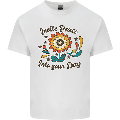 Invita la pace nel tuo giorno Hippy Love 60s Da Uomo Cotone T-Shirt Tee Top