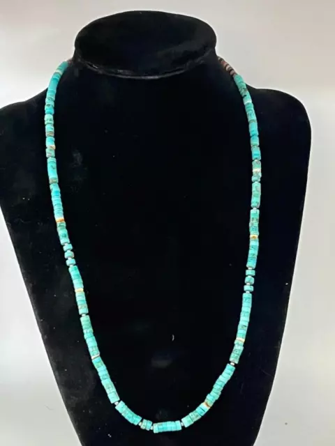 Genuine Turquoise Heishi Necklace, Spiny Oyster Shell Native American Handmade