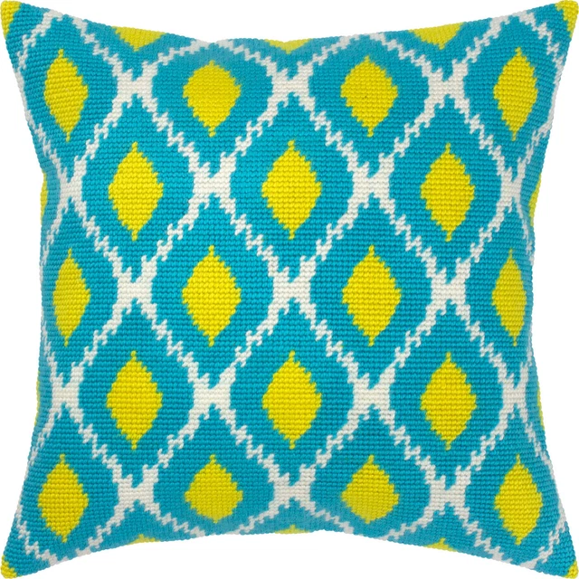 "Hazlo tú mismo Kit de almohada con aguja "Turquesa y limones" 16"x16"" / 40x40 cm
