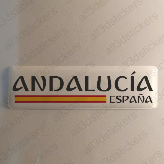 Andalusia Spain Sticker 4.70x1.18" Domed Resin 3D Flag Vinyl Stickers Decal