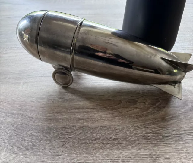 Vintage Restoration Hardware Zeppelin Blimp Cocktail Shaker Silverplate