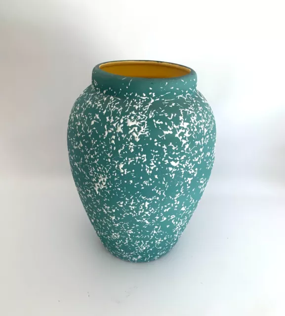 14" Premier Pottery Products PPP Vase MCM Matte Turquoise + White Splatter Glaze