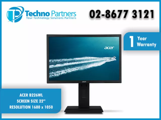 Acer B226WL 22" 1680 x 1050 Widescreen LCD Monitor VGA DVI DP Warranty LED IPS