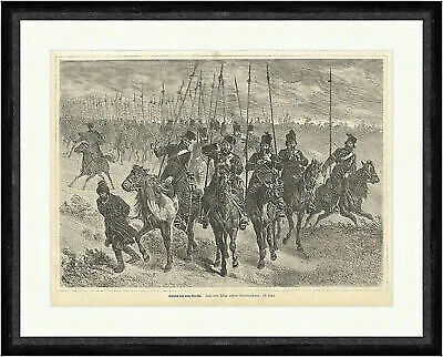 Kosaken auf dem Marsche Pferde Reiter Lanzen Gefangene Militär Faksimile_E 11118