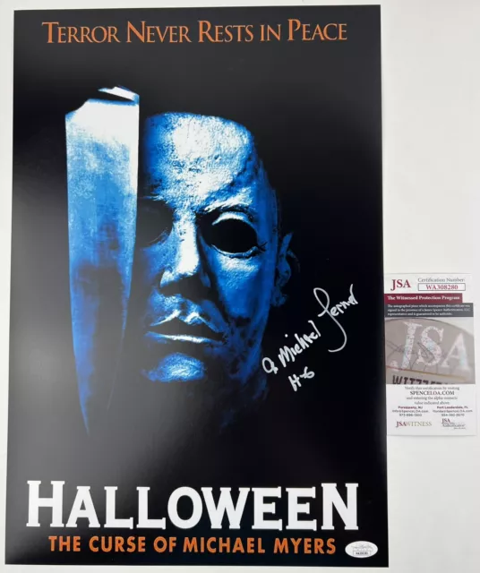 A MICHAEL LERNER signed 12x18 Poster HALLOWEEN 6 The Curse of Michael Myers JSA