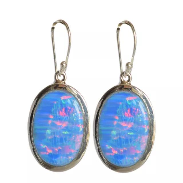 Oval Sparking Fire Opal Gemstone 925 Silver Women Boucles d'oreilles Bijoux...