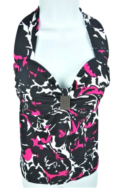 Womens 12 INC International Concepts Macy Tankini Swim Top Black Pink White