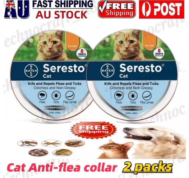 2PACK 8 Month Adjustable Protection Flea and Tick Collar Pet Cats 38cm AU