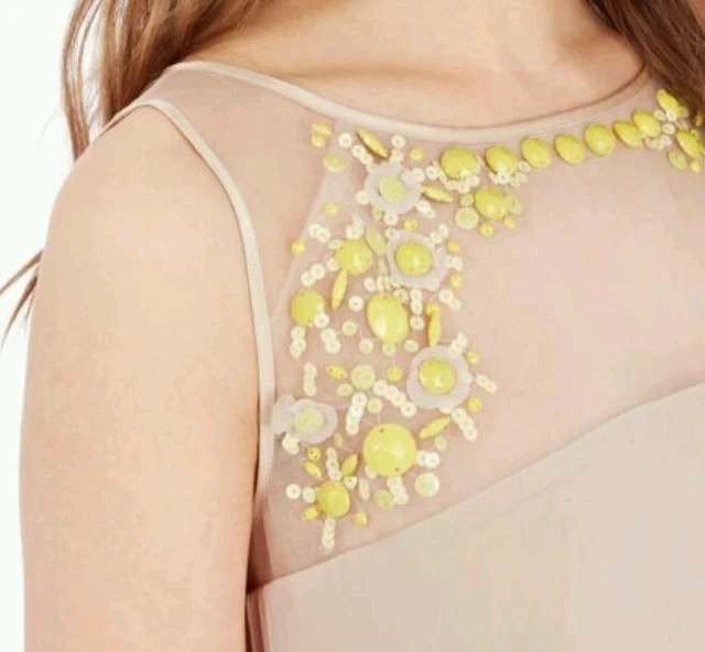 NEW COAST SIZE 8 Poppy Lou Neutral Dress Embellished Pleated Wedding 135 27.99 PicClick UK