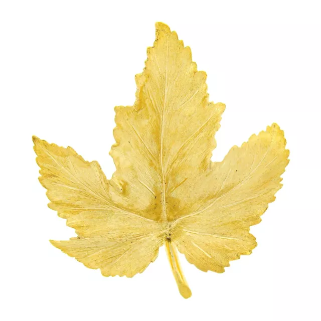 Vintage Tiffany & Co Italian 18k Gold Detailed & Realistic Maple Leaf Pin Brooch