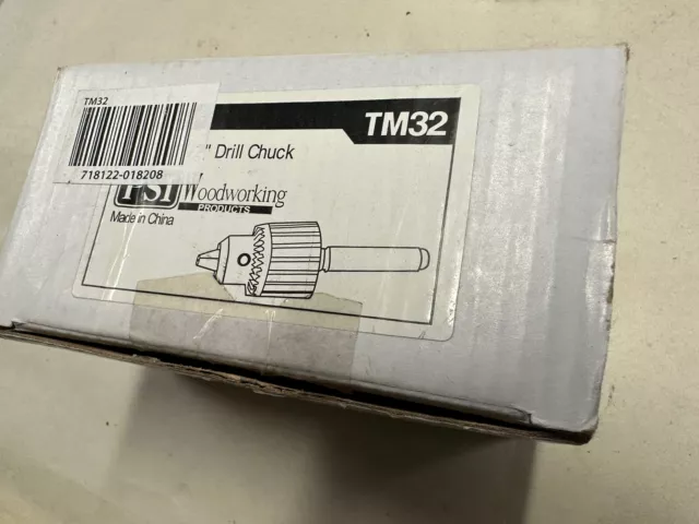 PSI Woodworking Products TM32 1/2” Drill Chuck With MT2 Morse Taper + KEY, new