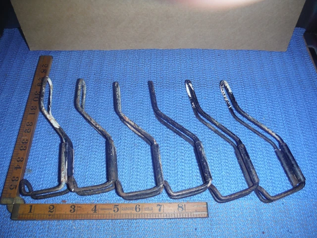 6X Vintage Retro Wire School Coat Hooks Salvage Job Lot Restoration
