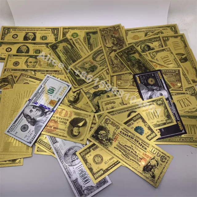 55pcs American Full Set Gold Foil Banknote Silver US Dollars For Collectible