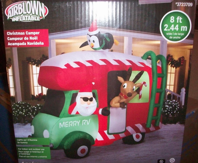 GEMMY 8 FT Airblown Inflatable Christmas Camper with Santa,Reindeer