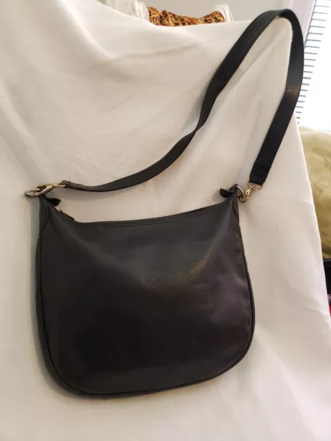 longchamp black leather shoulder bag