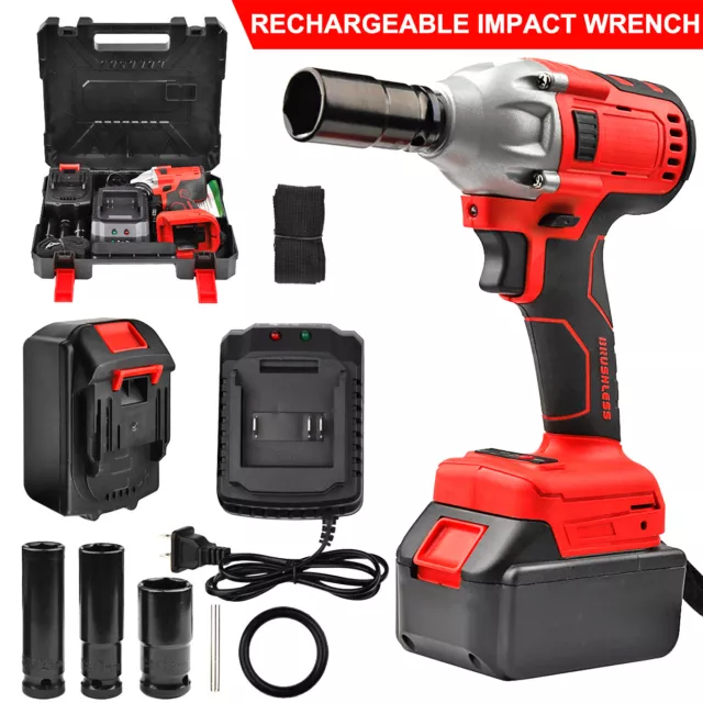 1/2'' Cordless Electric Impact Wrench Gun with Li-ion Battery High Power Driver