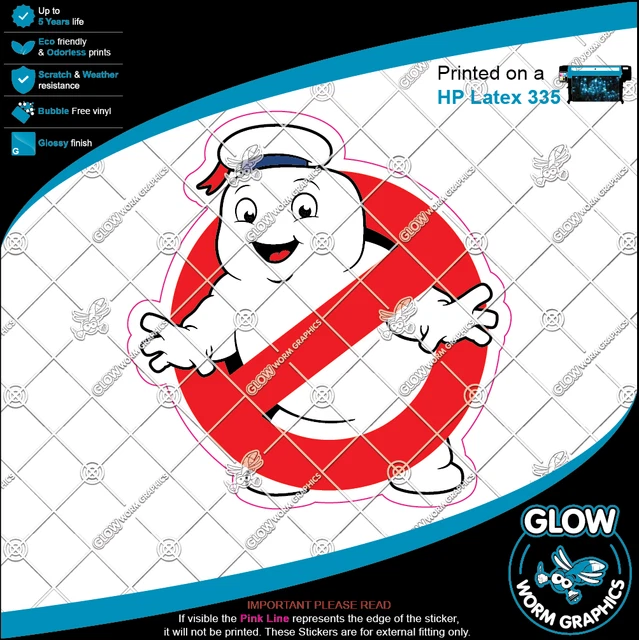 GHOSTBUSTERS LOGO STAYPUFT Marshmallow Man Car Van Wall Sticker Vinyl