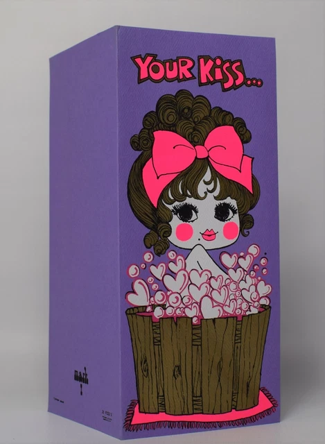 Purple Love Greetings Cards Vintage 60s/70s Wishing Cards Love Message Your Kiss