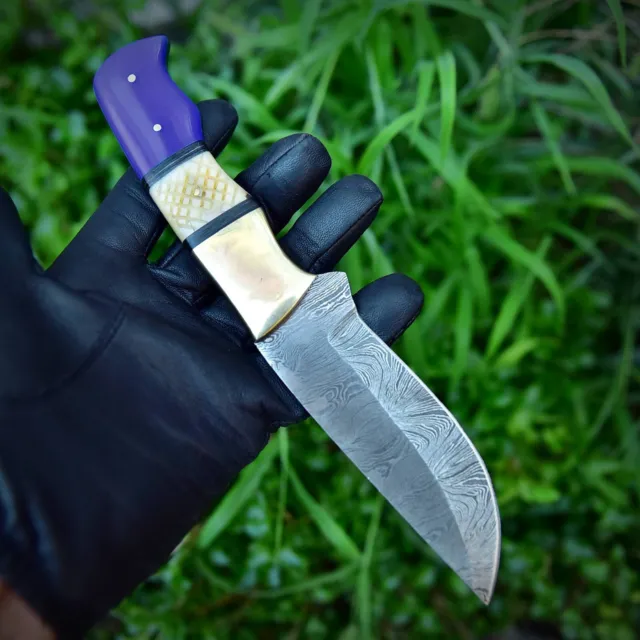 Custom Hand Forged Damascus Steel Hunting Skinning Survival Bushcraft Knife X-52