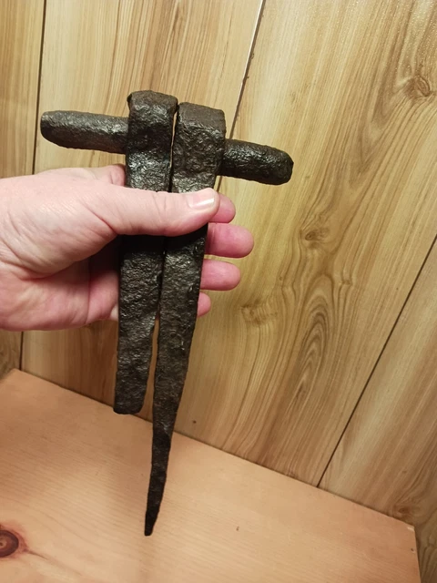 2 Antique Handforged Iron Barn Door Hinges N.S. metal detecting find 1790 farm 2