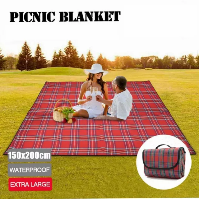 Extra Large Waterproof Picnic Blanket Travel Outdoor Beach Park Camping Soft Rug