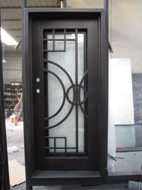 Beautiful Estate Heavy Good R Rated Iron Entry Door With Safety Glass - S34