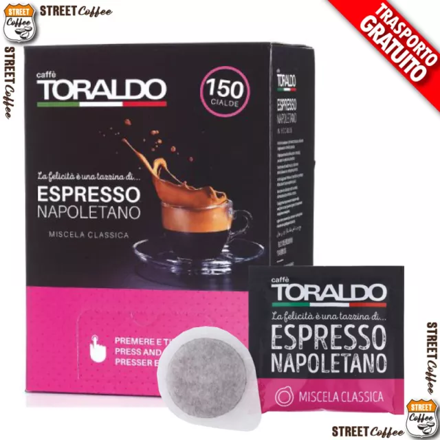 150 Cialde Caffè Toraldo Filtro Carta ESE 44 mm Miscela Classica gratis