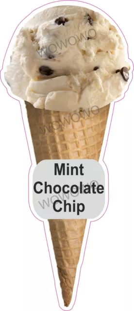 Ice cream van sticker Mint Chocolate chip Scoop Cone waffle trailer shop decals