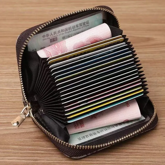Mens Womens Wallet Credit Card Holder Leather RFID Blocking Zipper Pocket Purse 7