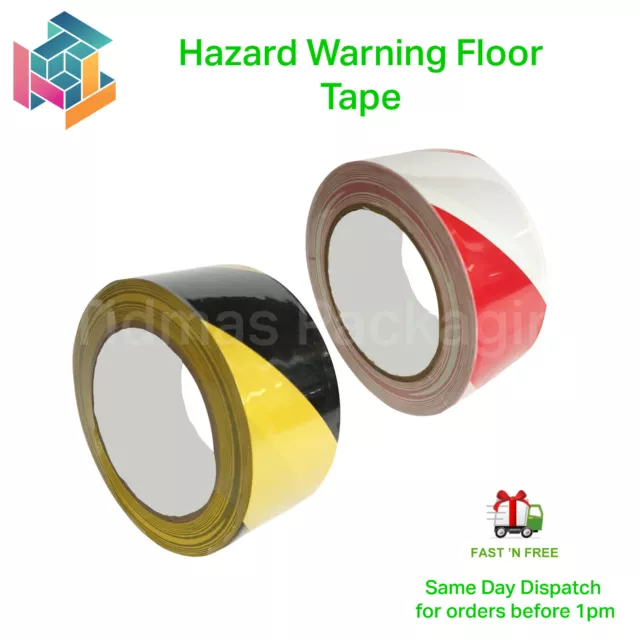 Pvc Hazard Warning Rolls Self Adhesive Floor Safety Security Warehouse 50mm x33m