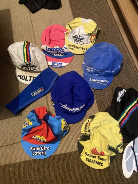 SELECTION OF VINTAGE Cycling Caps Campagnolo Lampre Molteni