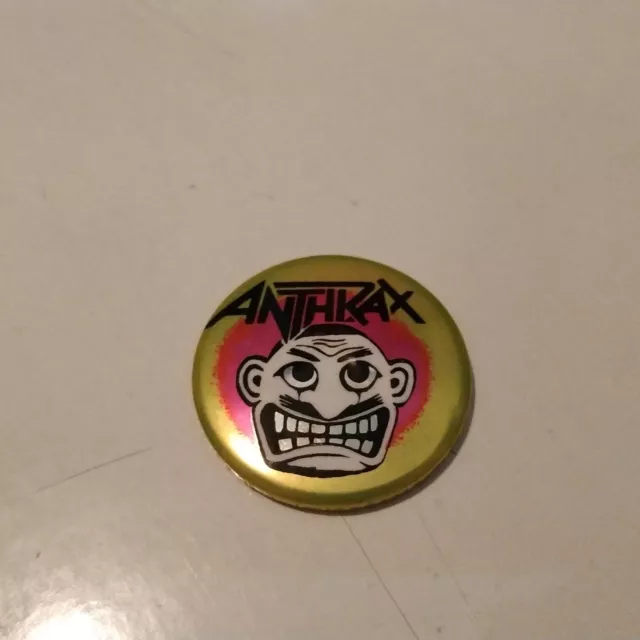 Vintage   ANTHRAX    Unused  80s BIG BUTTON       patch pin thrash