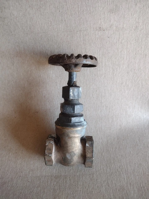 ANTIQUE WATER VALVE Crane STEAMPUNK Industrial Cool Handle BRASS 1/2" .50 cast