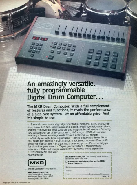 1983 Print Ad of MXR Electronic Drum Computer Machine