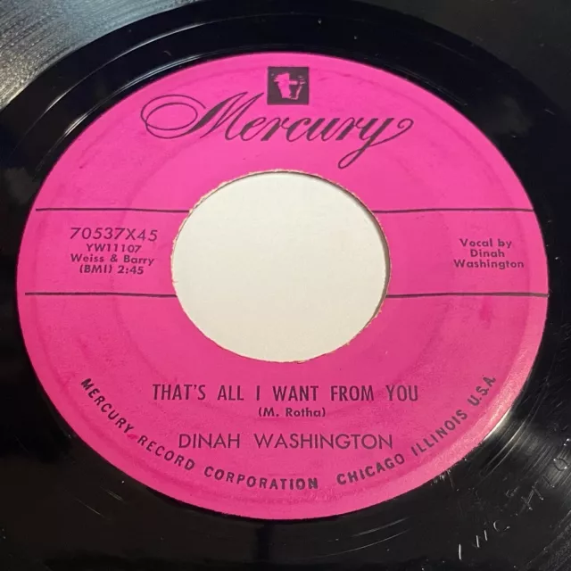 Dinah Washington - That's All I Want From You/You Stay On My 45 - Blues R&B