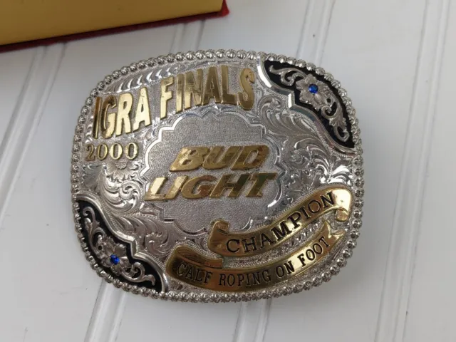 2000 Champion BakersField Classic Bud Light IGRA Finals Buckle Gist Silver