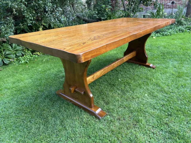 Antique Reproduction Heavy Solid Large Long Elm Refectory Table.  10 Seater 2